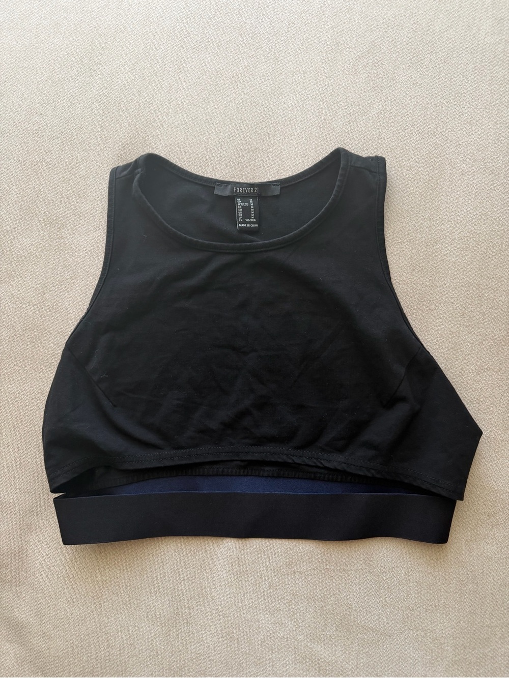 Forever 21 Black High Neck Crop Tank with Underboob Cutout
